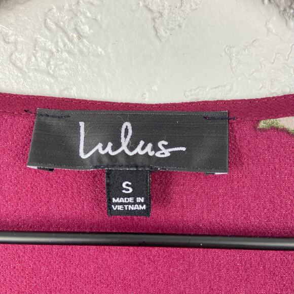 Lulu’s burgundy red floral short sleeve v-neck maxi - Picture 5 of 8